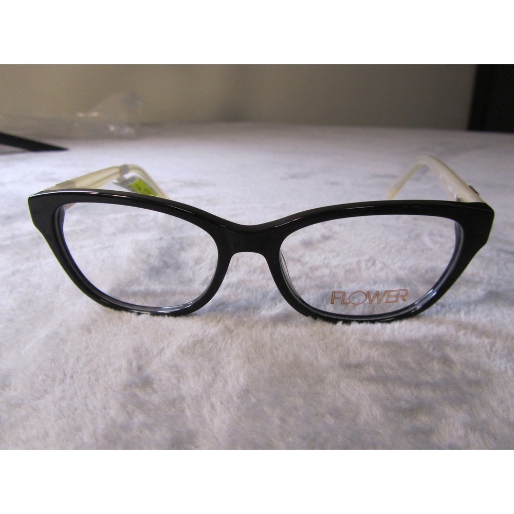 Flower by Drew Barrymore Mary FLR6002 001 Black‎ Cream Eyeglass Frames 52-16-135